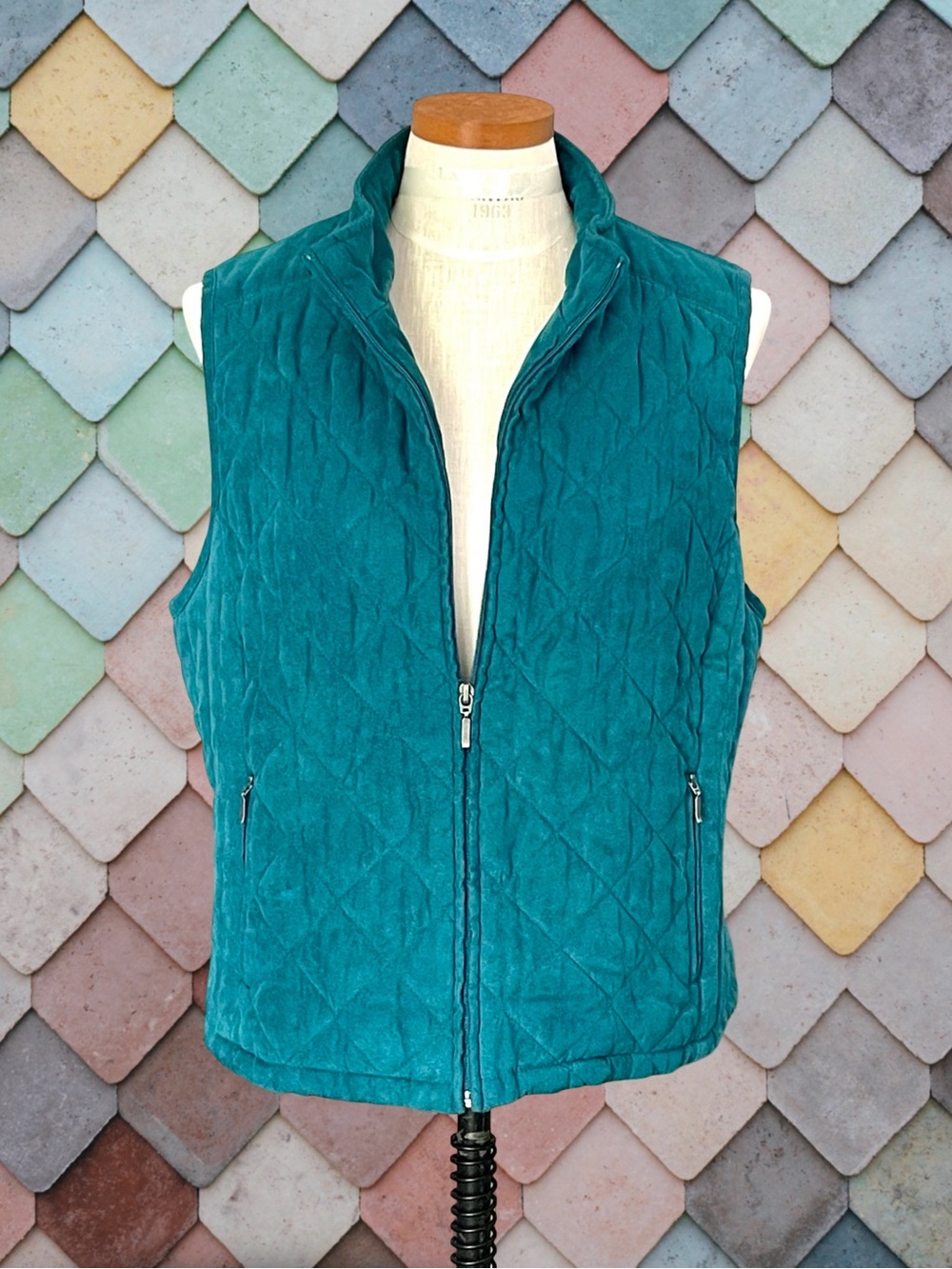 Croft & Barrow Teal Full Zip Quilted Vest SzXLPetite with Pockets
